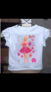 Ruffled Sleeves Barbie Print Blouse (2-4 Yrs Old)