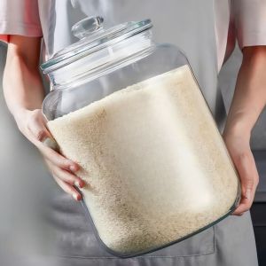 Big Glass Jar with Lid Storage Rice Dispenser 5 kilos 10kg 25kilos Kitchen Canister Jar Rice Jar Rice Storage With measuring cup