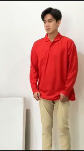 Kaos kerah polos panjang warna merah 100% KATUN PREMIUM - kAOS kERAH panjang warna merah - GROSIR KEMEJA WINSTAR - kaos kerah pria lengan panjang warna merah bahan katun 100% premium quality - kaos kerah pria