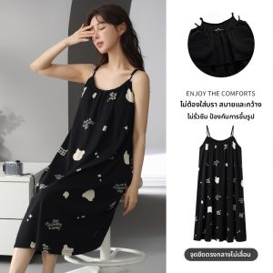 MiiOW | ชุดนอนผู้หญิงผ้าฝ้ายแท้แขนกุด ชุดนอนฤดูร้อน 2025 ชุดนอนผู้หญิงแขนกุดผ้าฝ้ายแท้บางหลวมๆ ใส่สบายในบ้าน