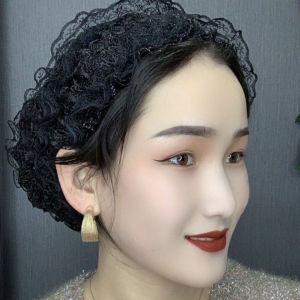 Womens Breathable Lace Hair Covering Hat Double Layer Summer Outdoors round Top Cap Polyester Fiber Multi-Seasonal Use