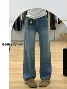 High Waist Fleece Lined Wide Leg Jeans Womens Autumn Winter Straight Cut Slimming Trousers Casual Style Denim High Waist