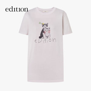 edition | Cute Cat Embroidered Cotton T-shirt