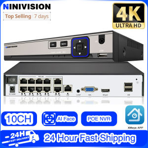 H.265 10CH 8CH POE NVR For IP Security Surveillance Camera CCTV System 8MP 4K 24/7 Recording Video Recorder AI Face Detection