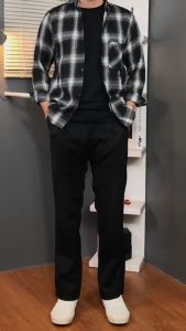 Flannel Pria Premium Korean Style Kemeja Kotak Kotak Lengan Panjang Kemeja Flanel