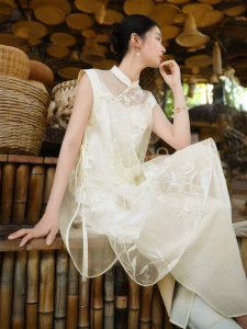 XIANGYING | New Chinese Style Embroidery Vest Dress Female