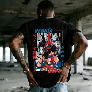 Bandai | 2026 Dragon Ball Double Protagonist Wukong Vegeta Print Short Sleeve 90s Style Street T-shirt Summer Mens and Womens Y2k Top
