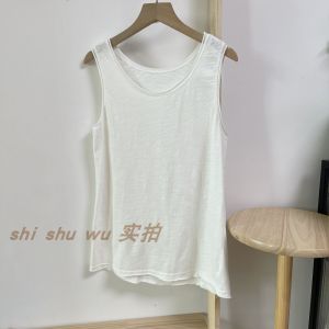 Áo Ba Lỗ Cotton Nguyên Chất Dáng Rộng Đa Năng Mùa Xuân Hè Phong Cách Nhật Bản Cổ Điển Áo Sơ Mi Cơ Bản Bằng Vải Tre