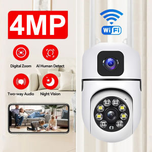 CCTV Camera WiFi Dual Lens Camera Full HD 8MP Indoor IP Security CCTV Camera with Intelligent Color Night Vision and Motion Sensor