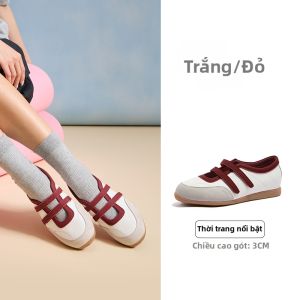 CAMEL | Giày Mary Jane Siêu Nhẹ Màu Bạc có Dây Dán