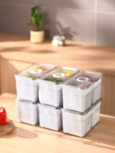 กล่องเก็บความสด PET ใส กล่องเก็บของในครัว ตู้เย็น กล่องเก็บของพิเศษพร้อมหูจับ