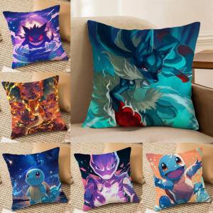 Bandai | Pokemon Mythical Pokemon Anime Plush Pillow Cover Soft Short Plush Cushion Cover For Sofa Bedroom Home Decor Gift