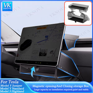 For Tesla Highland Model 3 Y Juniper 2025 Standard 2026 Tray Magnetic Under Screen Hidden Storage Box Magnetic Hidden Screen Box