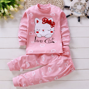 Spring Autumn Kids Cotton Autumn Outfit Long Sleeve Pajamas Boys Girls Children Underwear Top Homewear Baby Warm Autumn Pants
