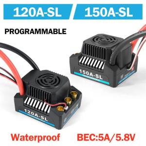 Bộ Điều Khiển Tốc Độ Không Chổi Than Chống Nước Platinum 120A 150A 2-4S Với BEC 5.8V-6.1V/3A Dành Cho Xe RC 1/10 1/12 1/14 Mô Hình Xe Tải Kim Loại Đồ Chơi ESC