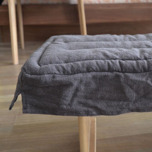 เบาะเก้าอี้แบบบางระบายอากาศได้ดี ป้องกันการลื่นไหล ผ้าฝ้ายลินินลายพื้นเรียบง่ายสำหรับเก้าอี้และแท่นนั่งในบ้าน