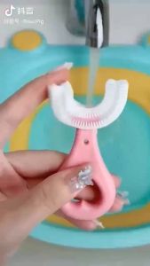 Silicone U-Shaped Toothbrush Baby Toothpaste For 2-12 Years Old