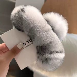 Oversized Plush Winter Clips For Thick Hair | Back-Of-The-Head Bun Styles | Soft And Warm Rabbit Fur Hair Accessories For Women
