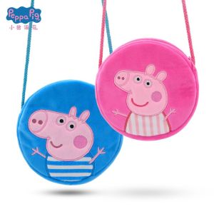 16cm/6.29in Peppa Pig Plush Rounded Backpack Toys George Kindergarten Cartoon Shoulder Bag Coin Purse For Girls Christmas Gift
