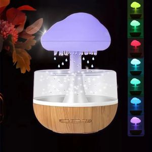 Creative 300ml Mushroom Rain Cloud Humidifier Raindrop Humidifier Colorful Night Light Essential Oil Diffuser Home Bedroom Gifts