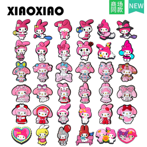 MeiLetti 38pcs Full Series DIY Cartoon Sanrio Shoe Buckle Hole Shoe Decorative Accessories Cartoon Flower Shoe Decorations