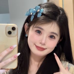 Elegant Butterfly Pearl Edge Hair Clip Pink New Style Versatile Hair Accessories Sweet Style Front Bangs Hair Clip Fashionable