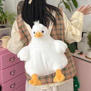 Túi Đeo Vai Đôi Hình Con Vịt Hoạt Hình Mềm Mại Dễ Thương Dành Cho Bé Gái Túi Đeo Vai Bằng Vải Nhung Mềm Mại Có Khóa Kéo