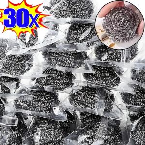 30PCS Stainless Steel Cleaning Ball Steel Wire Dishwashing Balls Pan Pot Rust Remover Dish Brush Kitchen Scrubbers Accessories