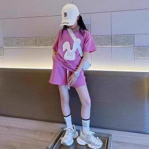Bộ Đồ Thể Thao Mùa Hè Cho Bé Gái Bộ Quần Áo Trẻ Em Thời Trang Thường Ngày Bộ Đồ Hai Mảnh Vải Cotton Thoáng Khí Cho Bé Gái Trung Niên Và Lớn