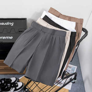 Business Casual Shorts Suit Mens Summer Thin Loose Five-Quarter Straight Leg Pants Slimming Effect Youthful Energy Style