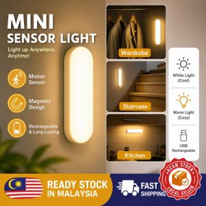 (Local Ship) 4-Pack USB-C Magnetic Motion Sensor Light - Rechargeable Wireless LED Nightlight for Cabinet Bathroom Stairs