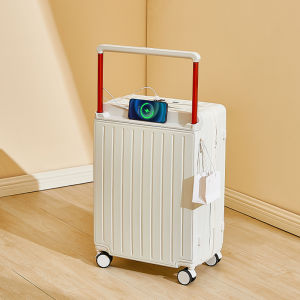 Womens Deep Storage Side Opening Luggage 2024 New Expandable Multi-Function Pull Rod 24 Inch Travel Suitcase Universal Wheel