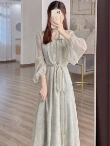 QFN | French Tea Dress Flora Women Elegant Slimming Long Dress