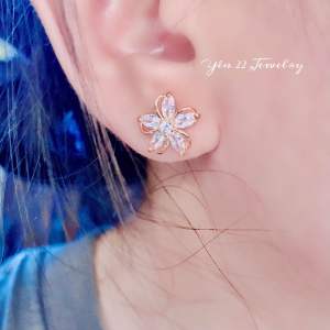 Bông tai hợp kim mạ vàng lâu phai ( đồng đỏ chuôi đẩy)