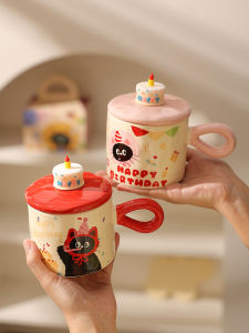 Cute Cat Mug Pretty Design Gift for Friends Lid