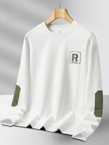 ROMON | Romon Mens Round Neck Sweatshirt Spring Autumn New Style Printed Casual Loose Base Shirt Young Trendy Top Fashionable Streetwear