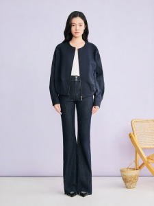 Fashion Commute Simple Round Neck Short Jacket