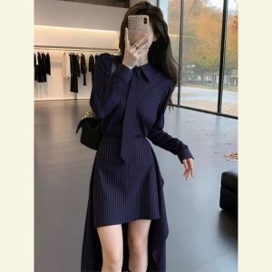 SHANGSHA | Summer Petite Elegant Striped Dress