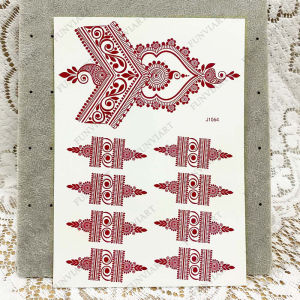 รอยสักเฮนน่ากันน้ำสำหรับมือสติกเกอร์เฮนน่าสีน้ำตาลเฮนน่าปลอมสำหรับผู้หญิงศิลปะเรือนร่างแบบชั่วคราว