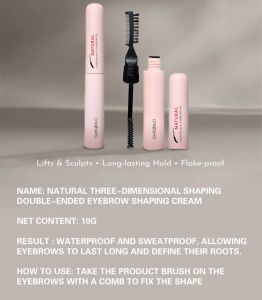 Double-ended waterproof and sweat-proof eyebrow shaping gel Three-dimensional shaping eyebrow gel