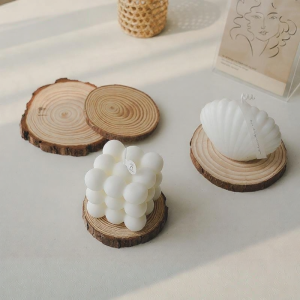 Decorative Round Wooden Tray Tree Bark Base