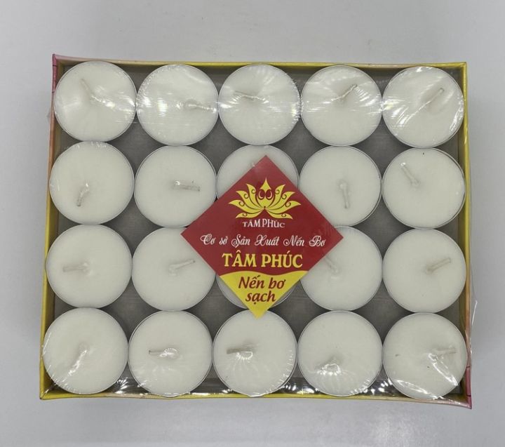 Nến viên tealight/ đèn cầy tealight/ Nến bơ không khói hộp 100 viên, màu trắng