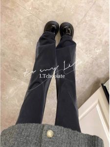 High Waist Straight Leg Black Jeans plus Size Womens High Waist Flared Pants Slimming Floor-Length Trousers I.Tchooiate