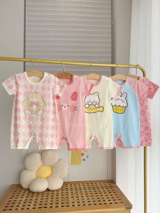 cat and fish | Cotton Short Sleeve Infant Romper Summer