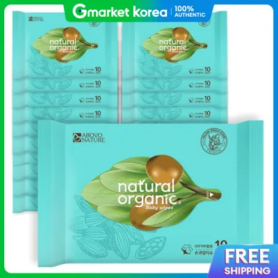 Natural Organic | Natural Organic Baby Wipes Premium Plain Portable Hand Mouth Wipes 10 Sheets 20 Packs
