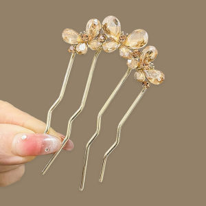 NING ZHOU | Butterfly Rhinestone Hairpin U-shaped Clamp