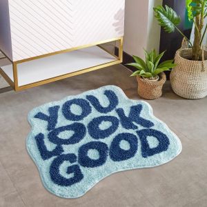 VIKAMA Cloud Shaped Irregular Shaggy Rug Quick Water Absorption Non Slip Shower Bedroom Entrance Floor Rug Home Decor