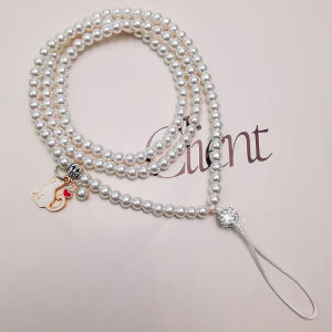 Zengge Crystal Pearl Cat Pendant Handmade Beaded Short Necklace Lightweight Luxury Mobile Phone Lanyard Anti-Loss for Women