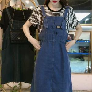 ลำลอง เดนิม เดรส ผู้หญิง ฤดูร้อน ใหม่ เอว Cinching พรางหุ่น Small Size ทันสมัย หลากหลาย ลำลอง กางเกงรัดรูป