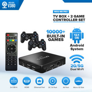 Intelper MXQ Pro M8 PRO（Support God of War）4K Smart TV Box + Game Console Set Support 2.4G/5G Dual WiFi Android 12.1 Smart TV BOX 8GB Quad Core Media Player Set Support DLNA Airplay Miracast TV Receivers With 2 Controllers Built-in 10000+ Games